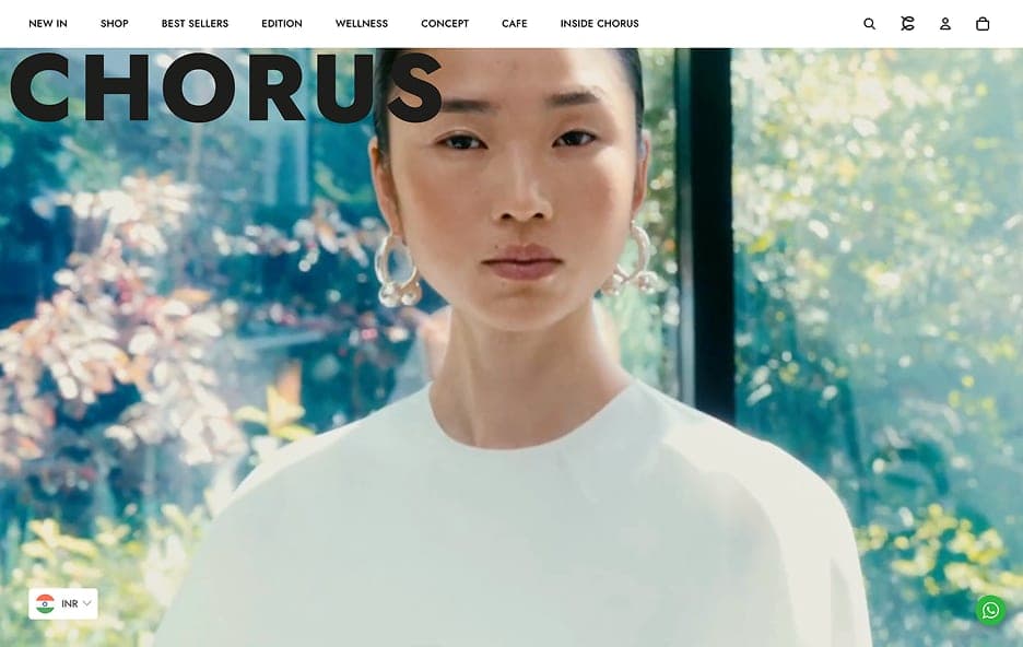 Chorus website design and development project showcasing the homepage with a sleek and modern interface, featuring a dark background and vibrant orange accents. The design emphasizes user experience and visual appeal, highlighting the brand's identity and creative approach to digital solutions.